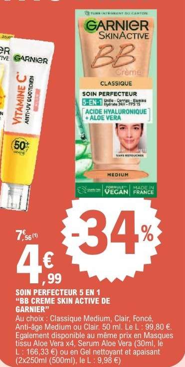 SOIN PERFECTEUR 5 EN 1 “BB CREME SKIN ACTIVE DE GARNIER”