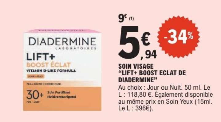 SOINS VISAGE “LIFT+ BOOST ECLAT DE DIADERMINE”