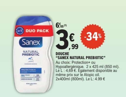 DOUCHE “SANEX NATURAL PREBIOTIC”