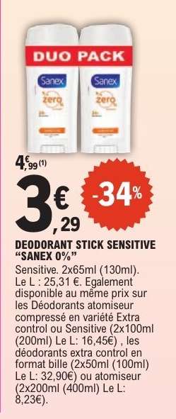 DEODORANT STICK SENSITIVE “SANEX 0%”