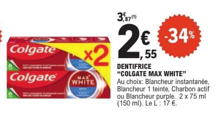 Dentifrice Colgate Max White