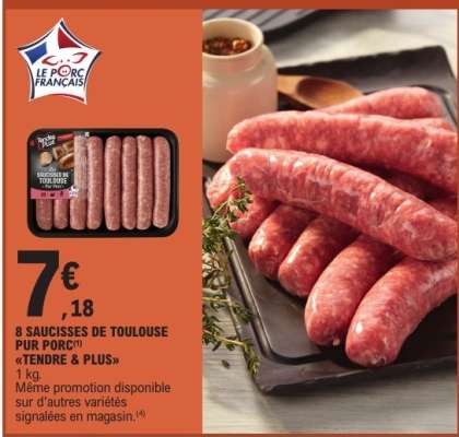 8 SAUCISSES DE TOULOUSE PUR PORC