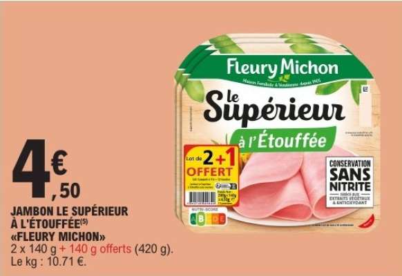 Jambon Le Supérieur à l'Etouffée Fleury Michon
