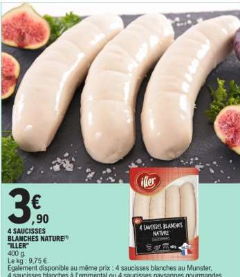 4 SAUCISSES BLANCHES NATURE