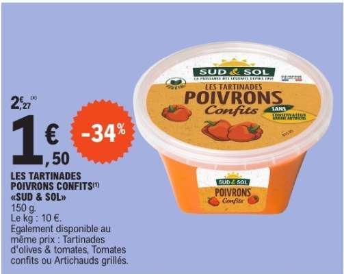 LES TARTINADES POIVRONS CONFITS