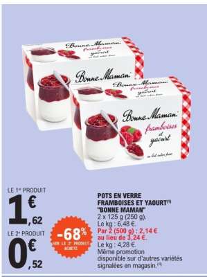 POTS EN VERRE FRAMBOISES ET YAOURT "BONNE MAMAN"