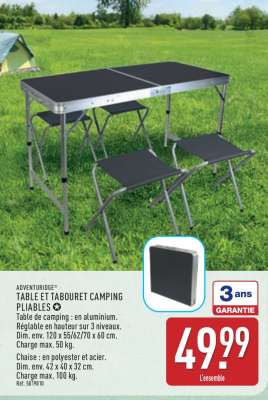 TABLE ET TABOURET CAMPING PLIABLES