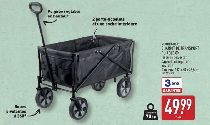ADVENTURIDGE® CHARIOT DE TRANSPORT PLIABLE