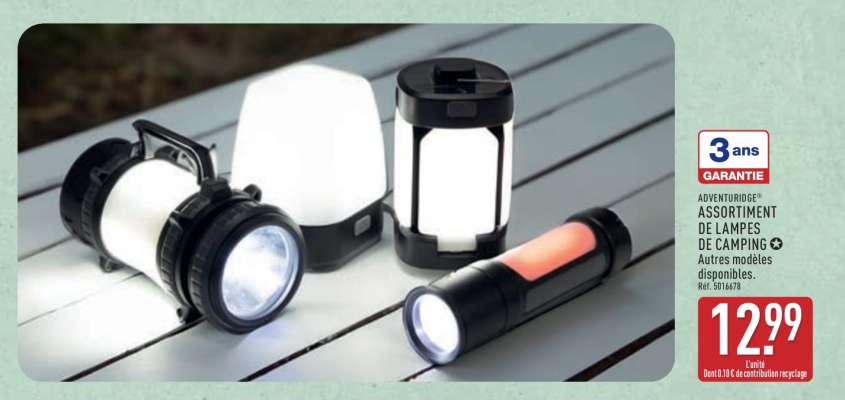 ASSORTIMENT DE LAMPES DE CAMPING