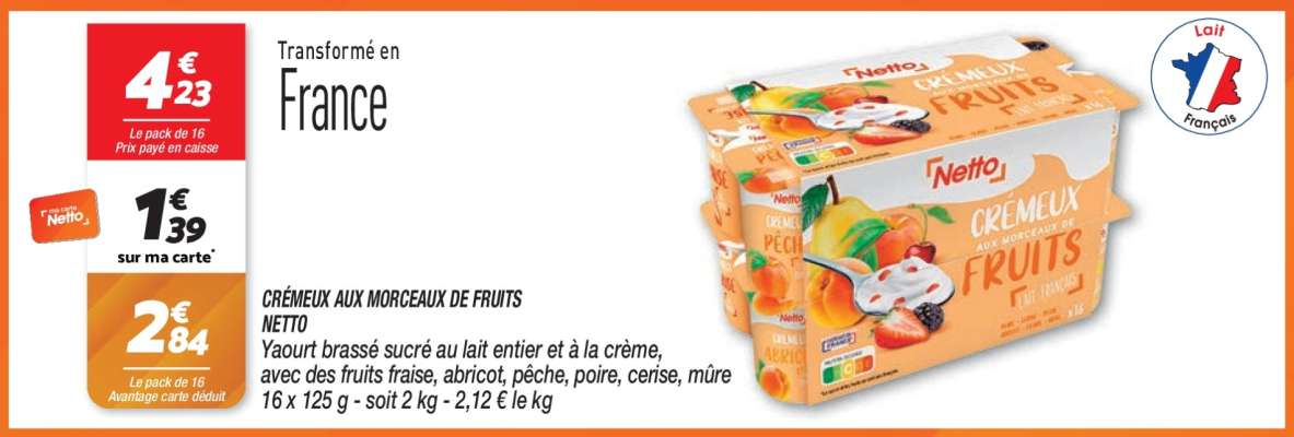CRÉMEUX AUX MORCEAUX DE FRUITS NETTO