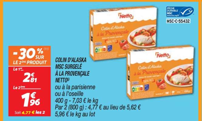 Colin d'Alaska MSC Surgelé à la Provençale Netto