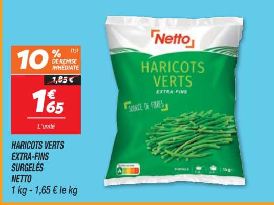 HARICOTS VERTS EXTRA-FINS SURGELÉS NETTO