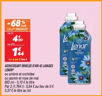 Adoucissant Envolée d'Air 42 Lavages Lenor