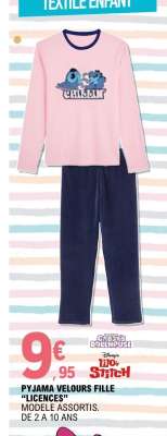PYJAMA VELOURS FILLE "LICENCES"