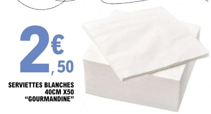 SERVIETTES BLANCHES 40CM X50 "GOURMANDINE"