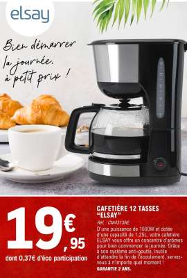 CAFETIÈRE 12 TASSES “ELSAY”