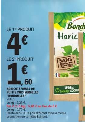 Haricots verts ou petits pois surgelés "Bonduelle"