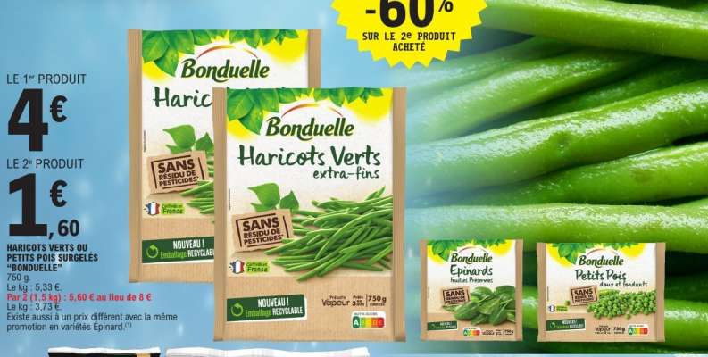Bonduelle Haricots Verts ou Petits Pois Surgelés