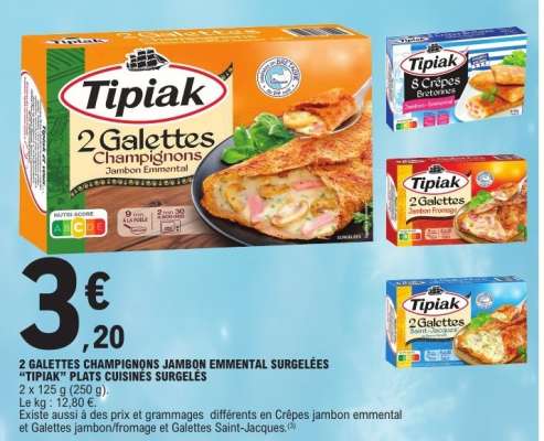 2 Galettes Champignons Jambon Emmental Surgelées