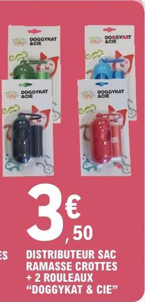 DISTRIBUTEUR SAC RAMASSE CROTTES + 2 ROULEAUX 'DOGGYKAT & CIE'