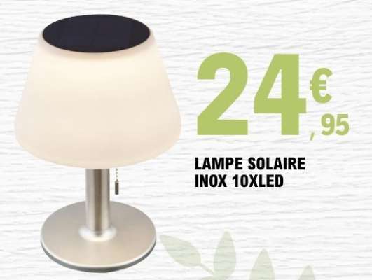 LAMPE SOLAIRE INOX 10XLED