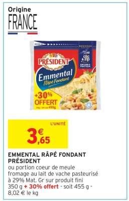 Emmental Râpé Fondant PRÉSIDENT