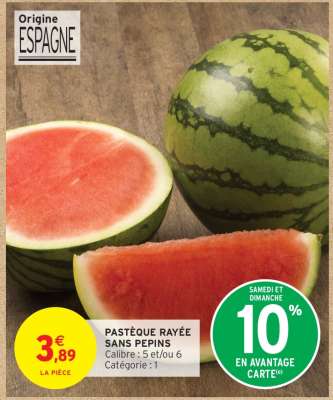 PASTEQUE RAYÉE SANS PEPINS