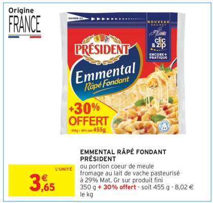 Emmental Râpé Fondant PRÉSIDENT