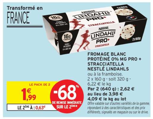 Fromage Blanc Protéiné 0% MG Pro + Stracciatella Nestlé Lindahls