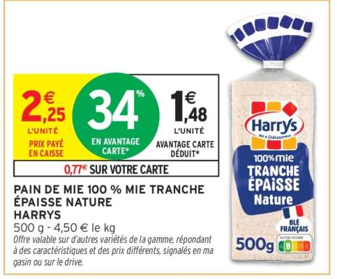Pain de mie 100% mie tranche épaisse nature Harrys