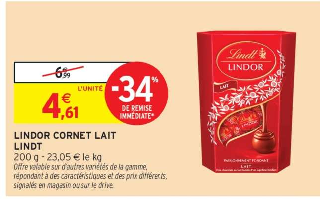 LINDOR CORNET LAIT LINDT