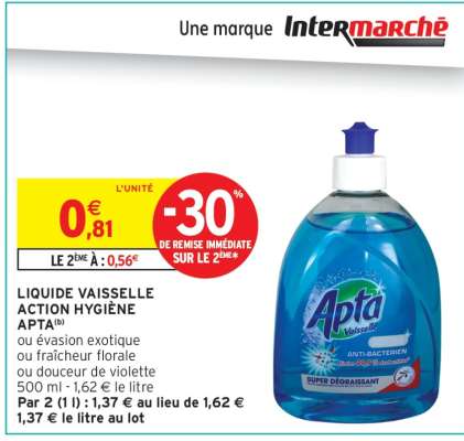 LIQUIDE VAISSELLE ACTION HYGIÈNE APTA