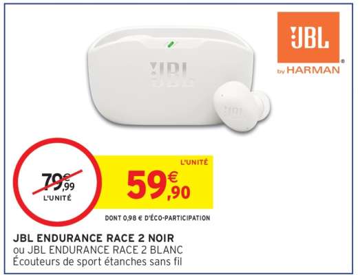 JBL ENDURANCE RACE 2 NOIR ou JBL ENDURANCE RACE 2 BLANC