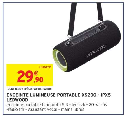 ENCEINTE LUMINEUSE PORTABLE XS200 - IPX5 LEDWOOD