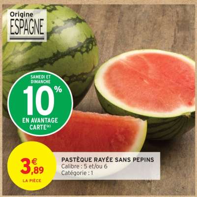 PASTEQUE RAYÉE SANS PEPINS