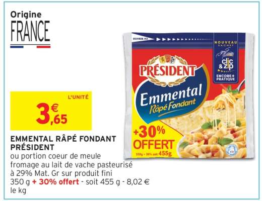 Emmental Râpé Fondant PRÉSIDENT