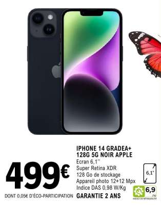 IPHONE 14 GRADEA+ 128G 5G NOIR APPLE