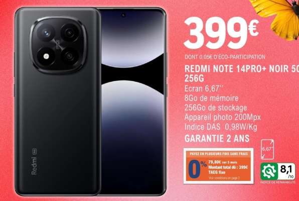 REDMI NOTE 14PRO+ NOIR 5G 256G