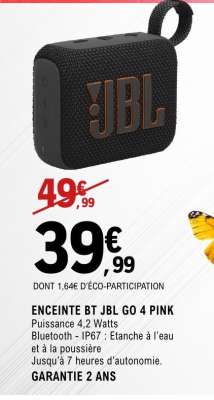 ENCEINTE BT JBL GO 4 PINK