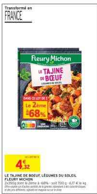 LE TAJINE DE BOEUF, LÉGUMES DU SOLEIL FLEURY MICHON