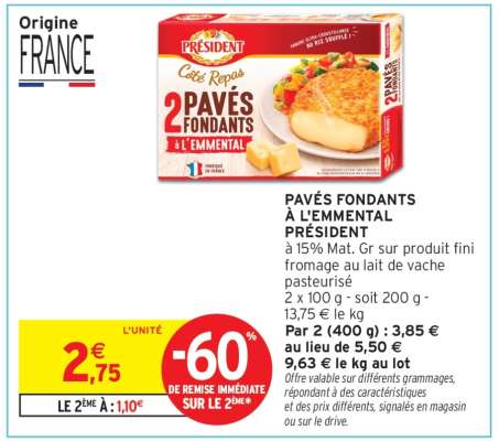 Pavés Fondants À L'emmental Président