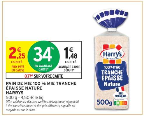 PAIN DE MIE 100% MIE TRANCHE ÉPAISSE NATURE