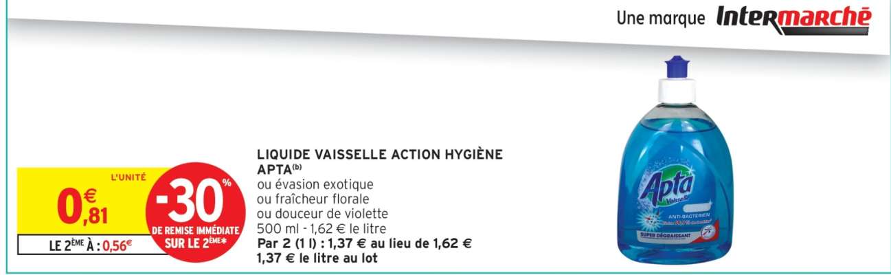 LIQUIDE VAISSELLE ACTION HYGIÈNE APTA