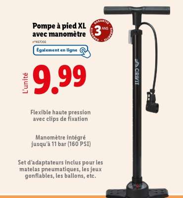 Pompe à pied XL avec manomètre