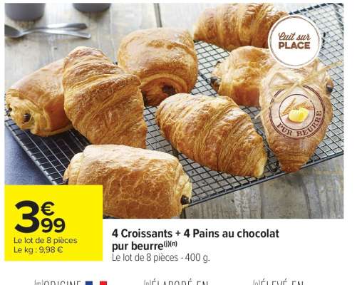 4 Croissants + 4 Pains au chocolat pur beurre