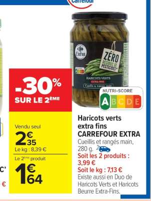 Haricots verts extra-fins CARREFOUR EXTRA