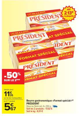 Beurre gastronomique "Format Spécial" PRÉSIDENT