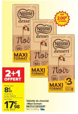 Tablette de chocolat «Maxi format» NESTLÉ DESSERT