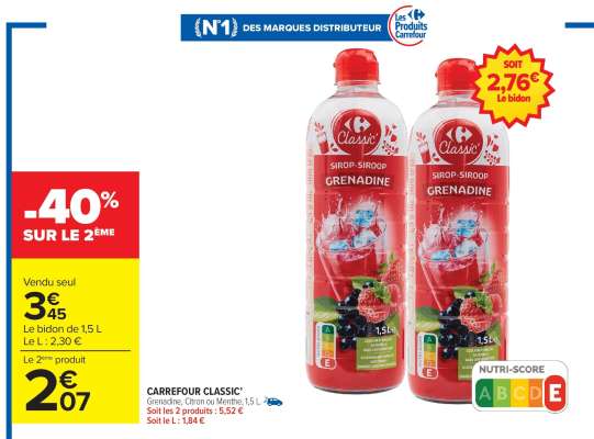 CARREFOUR CLASSIC' Sirop Grenadine