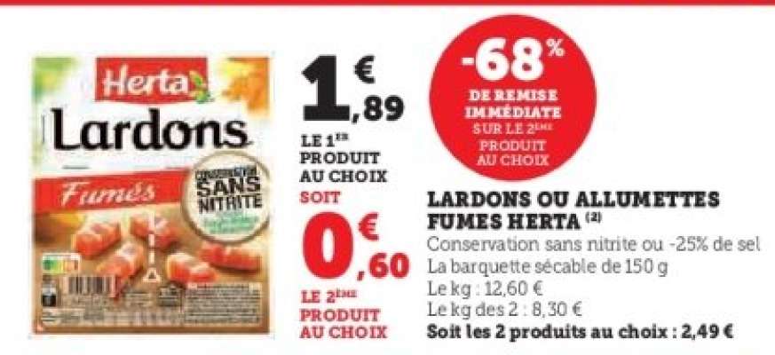 Lardons ou Allumettes Fumés Herta